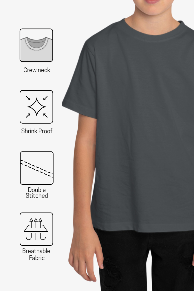 Steel Grey T-Shirt For Boy - WowWaves - 3