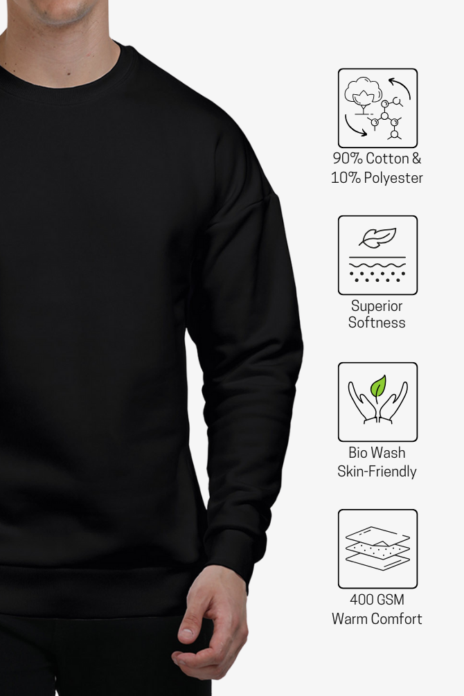 Black Oversized Sweatshirt For Men - WowWaves - 3