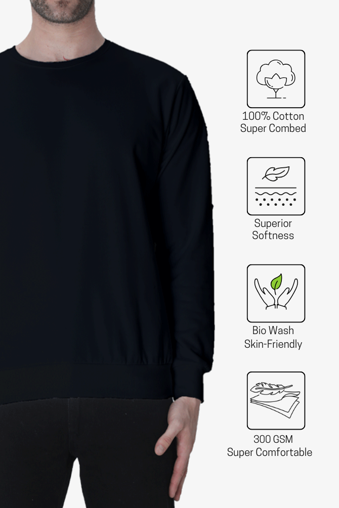 Black Sweatshirt For Men - WowWaves - 3