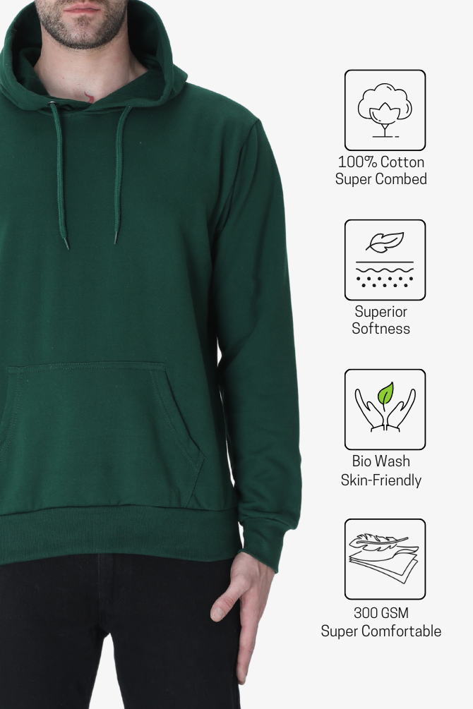 Bottle Green Hoodie For Men - WowWaves - 3