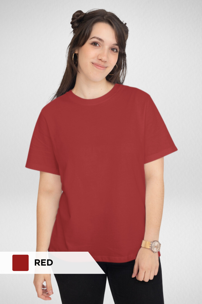 Pack Of 3 Plain T-Shirts Black Maroon And Red For Women - WowWaves - 5