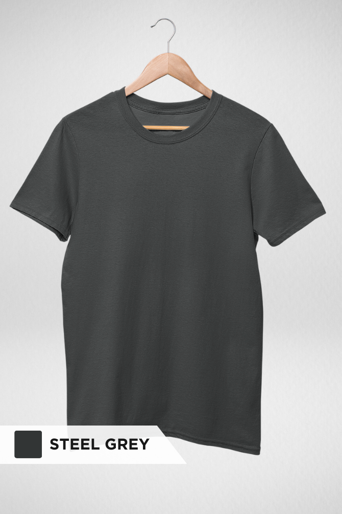 Pack Of 3 Plain T-Shirts Grey Melange Steel Grey And Charcoal Melange For Women - WowWaves - 3