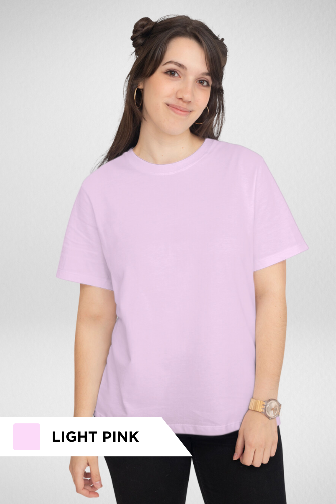White And Light Pink Plain T-Shirts Combo For Women - WowWaves - 3