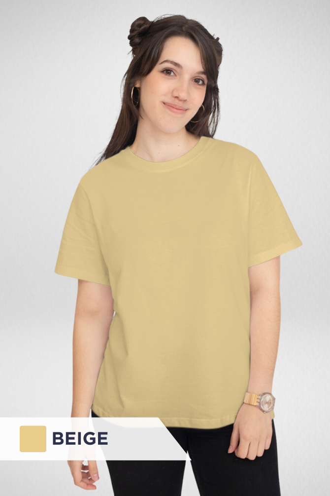 Pack Of 3 Plain T-Shirts Coffee Brown Olive Green And Beige For Women - WowWaves - 2