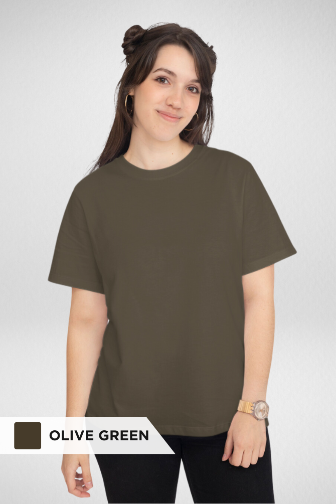 Pack Of 3 Plain T-Shirts Coffee Brown Olive Green And Beige For Women - WowWaves - 4