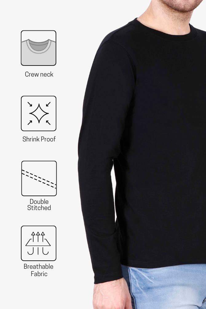 Black Full Sleeve T-Shirt For Men - WowWaves - 4