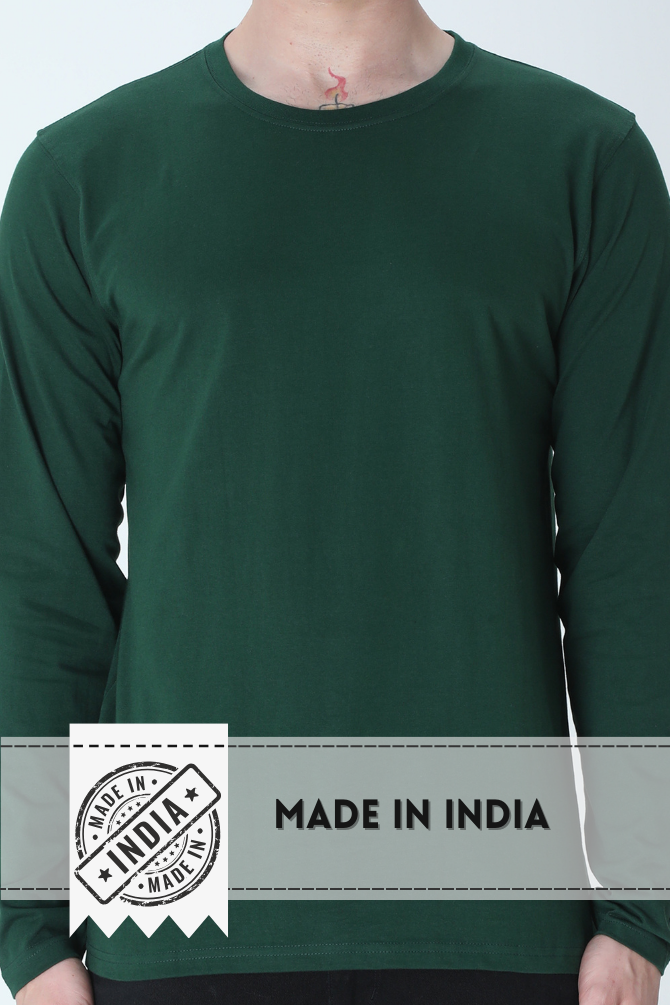 Bottle Green Full Sleeve T-Shirt For Men - WowWaves - 5
