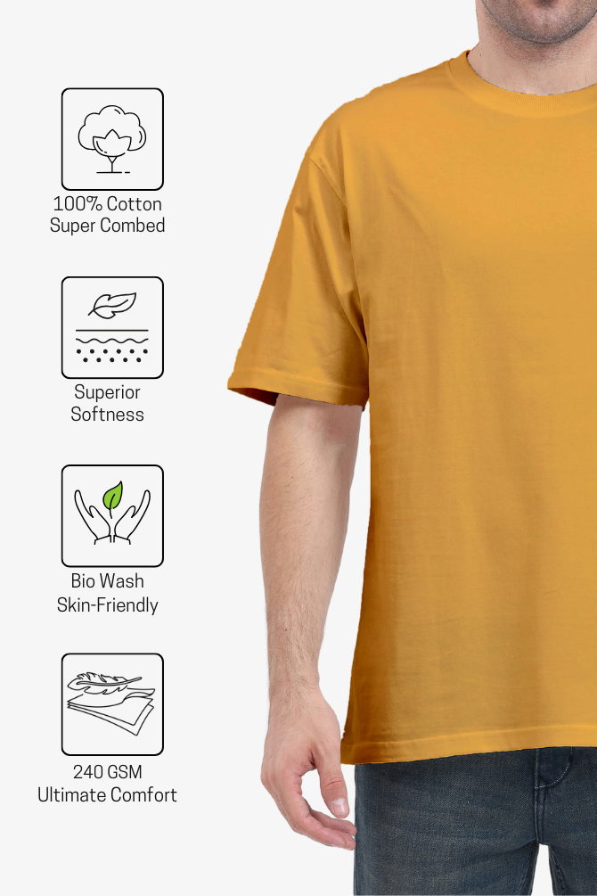 Golden Yellow Oversized T-Shirt For Men - WowWaves - 2