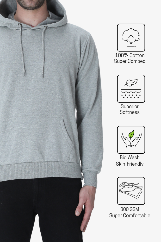 Grey Melange Hoodie For Men - WowWaves - 5