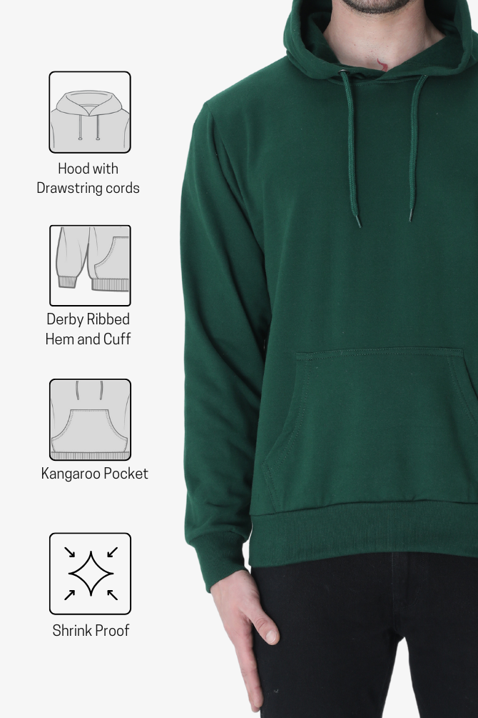 Bottle Green Hoodie For Men - WowWaves - 4