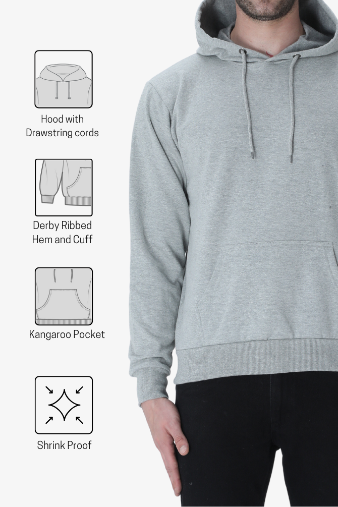 Grey Melange Hoodie For Men - WowWaves - 6