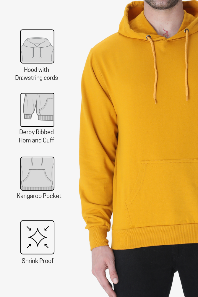 Mustard Yellow Hoodie For Men - WowWaves - 3