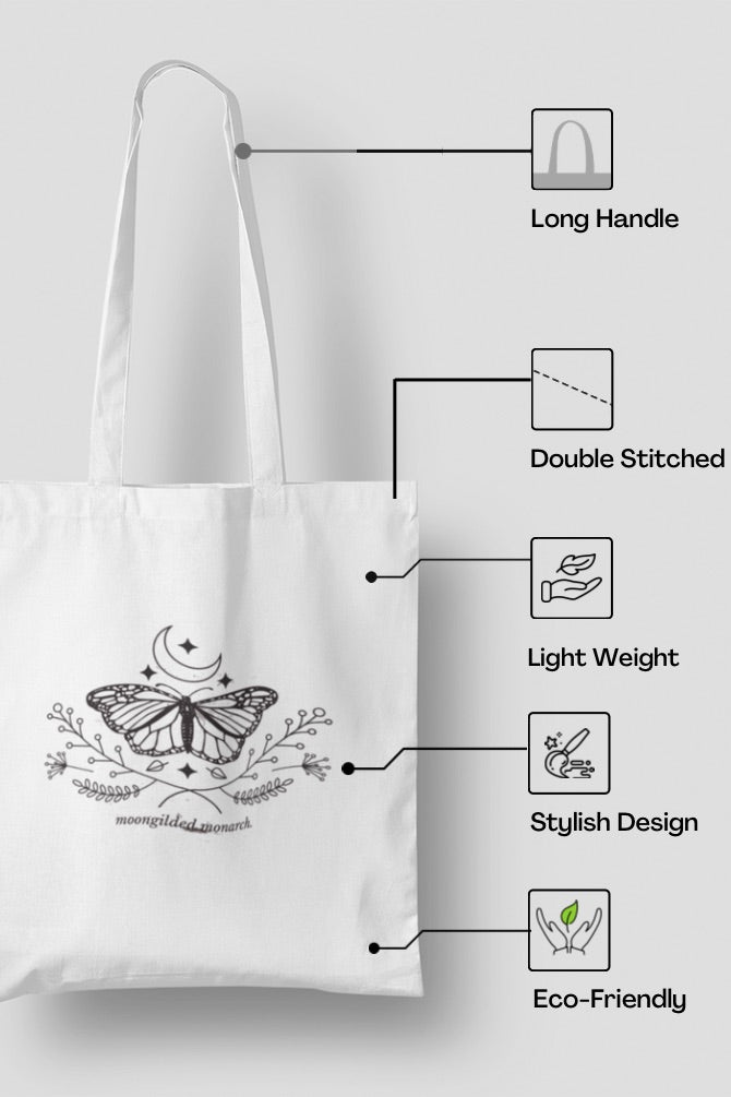 Moon Butterfly Zipper Tote Bag -7