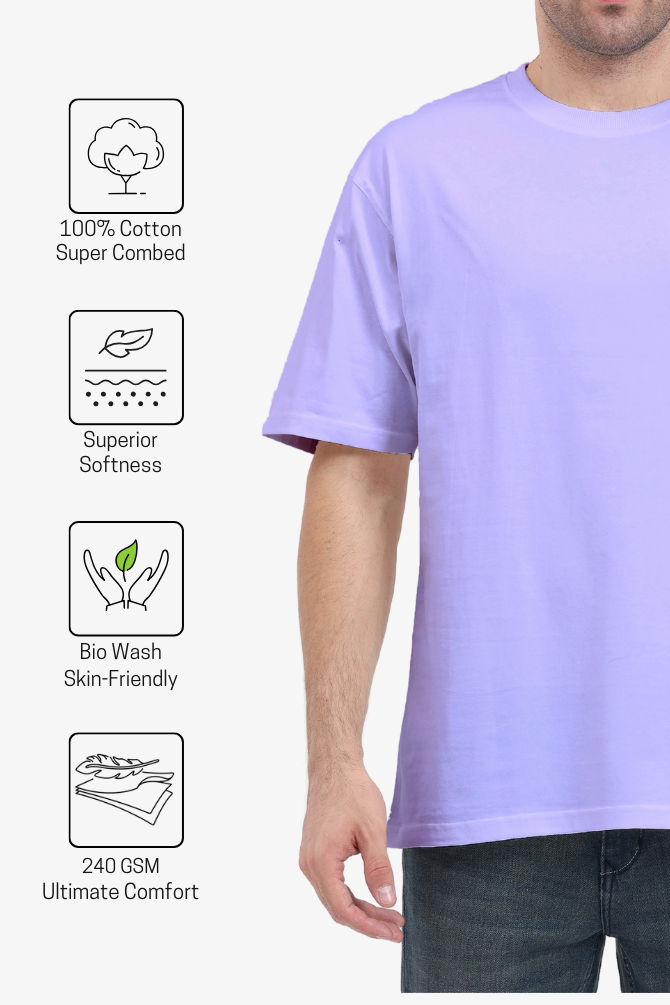 Lavender Oversized T-Shirt For Men - WowWaves - 2