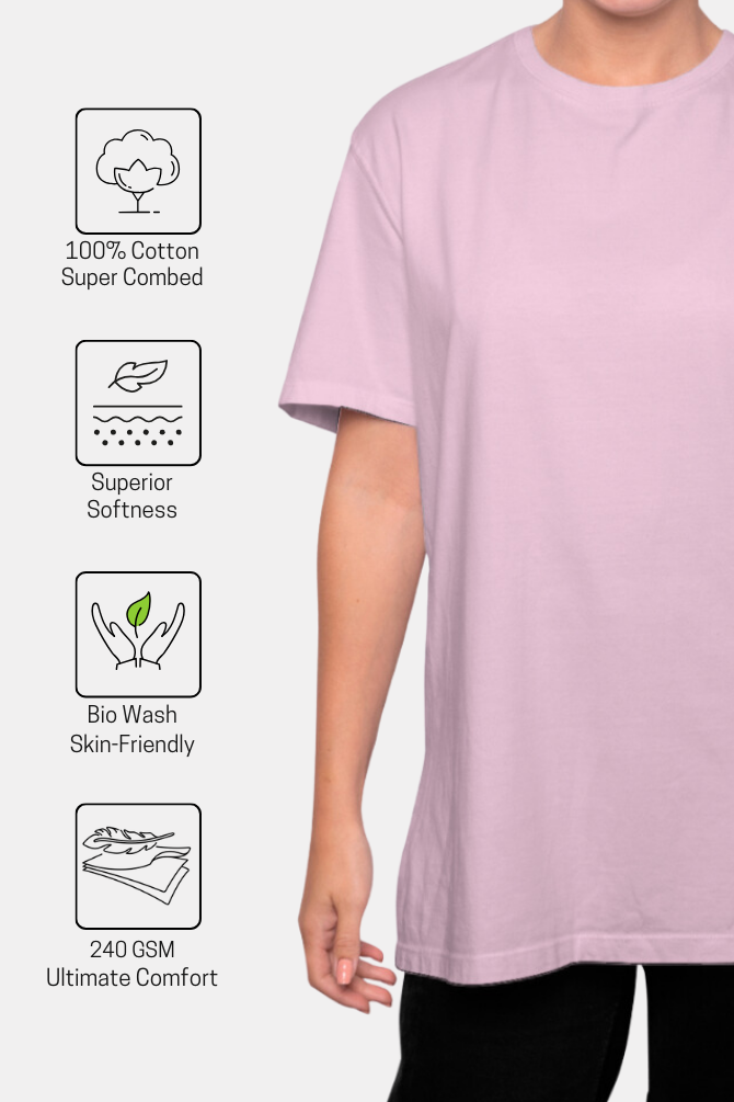 Light Pink Oversized T-Shirt For Women - WowWaves - 6