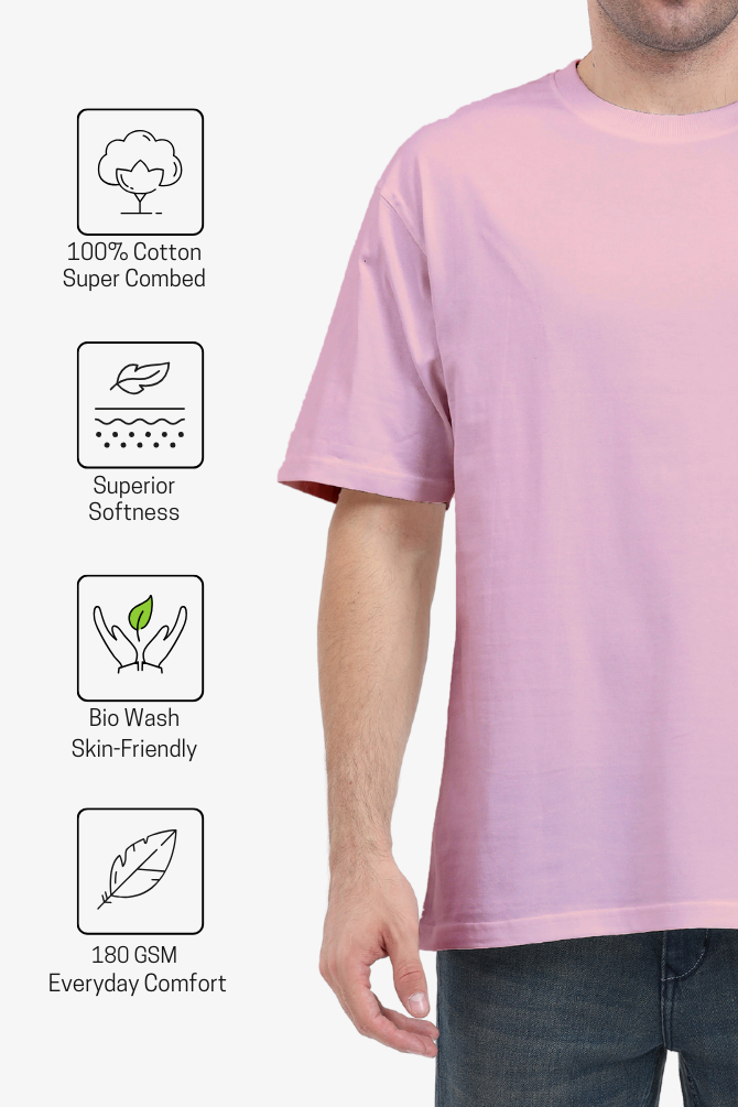 Light Pink Oversized T-Shirt For Men - WowWaves - 2