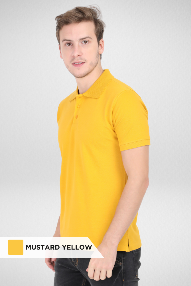 Pack Of 3 Polo T-Shirts Black Navy Blue And Mustard Yellow For Men - WowWaves - 3