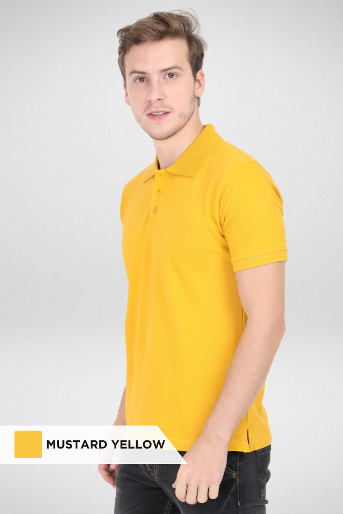 Mustard Yellow And Petrol Blue Polo T-Shirts Combo For Men - WowWaves - 3