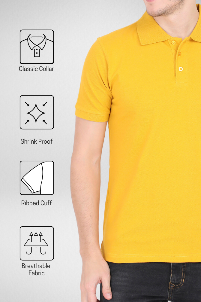 Mustard Yellow And Petrol Blue Polo T-Shirts Combo For Men - WowWaves - 6