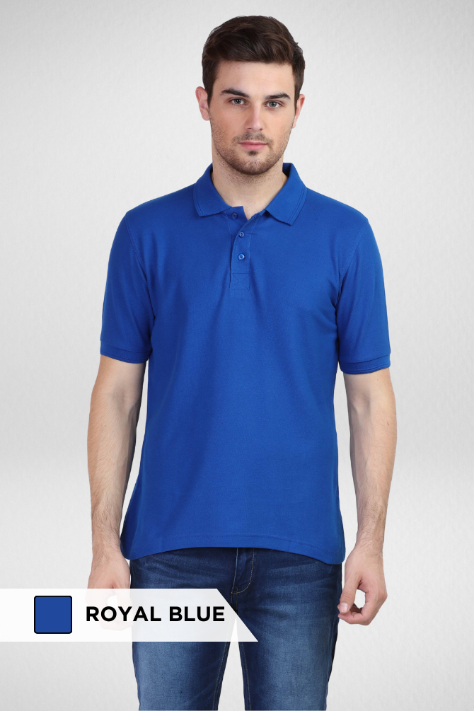 Royal Blue And Petrol Blue Polo T-Shirts Combo For Men - WowWaves - 3