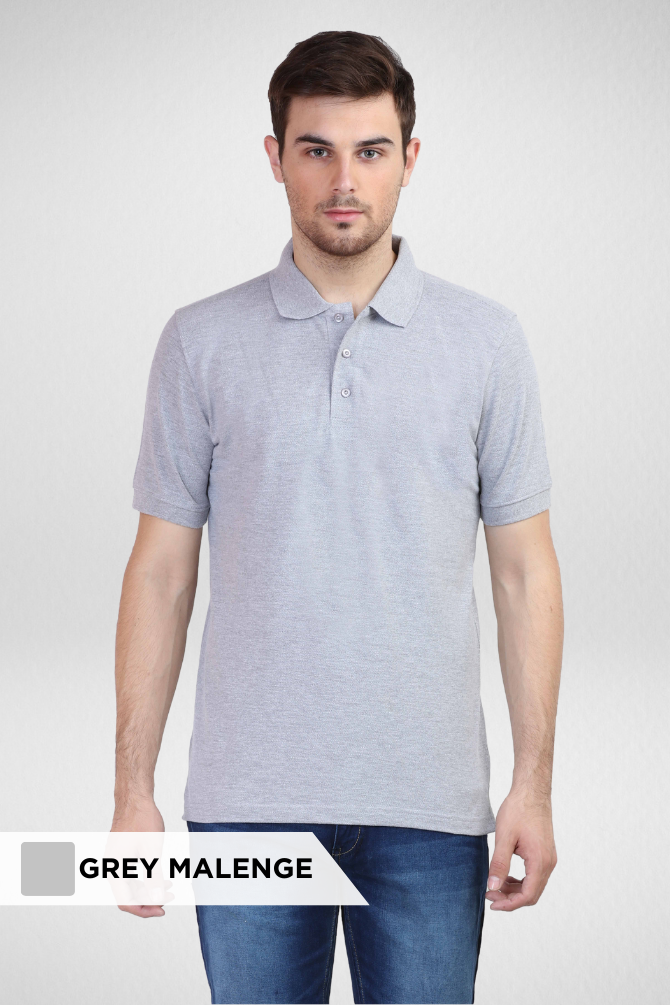 White And Grey Melange Polo T-Shirts Combo For Men - WowWaves - 3