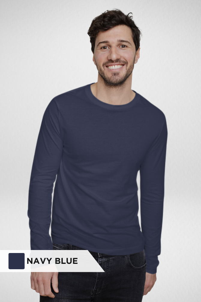 Black And Navy Blue Full Sleeve T-Shirts Combo For Men - WowWaves - 2