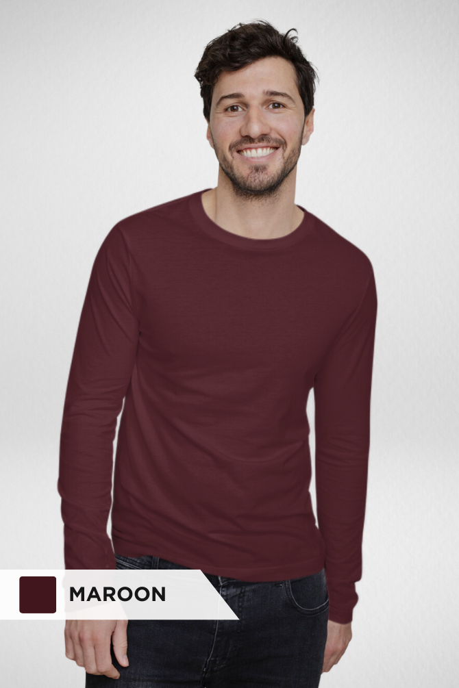 Maroon And Bottle Green Full Sleeve T-Shirts Combo For Men - WowWaves - 2