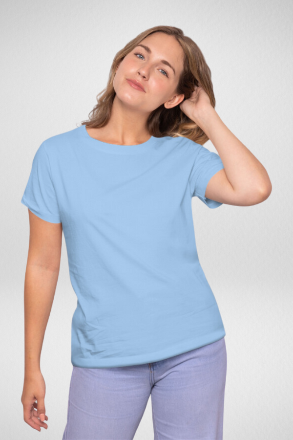 Light Blue T-Shirt For Women - WowWaves