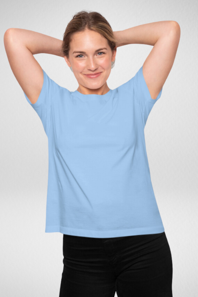 Light Blue T-Shirt For Women - WowWaves - 2