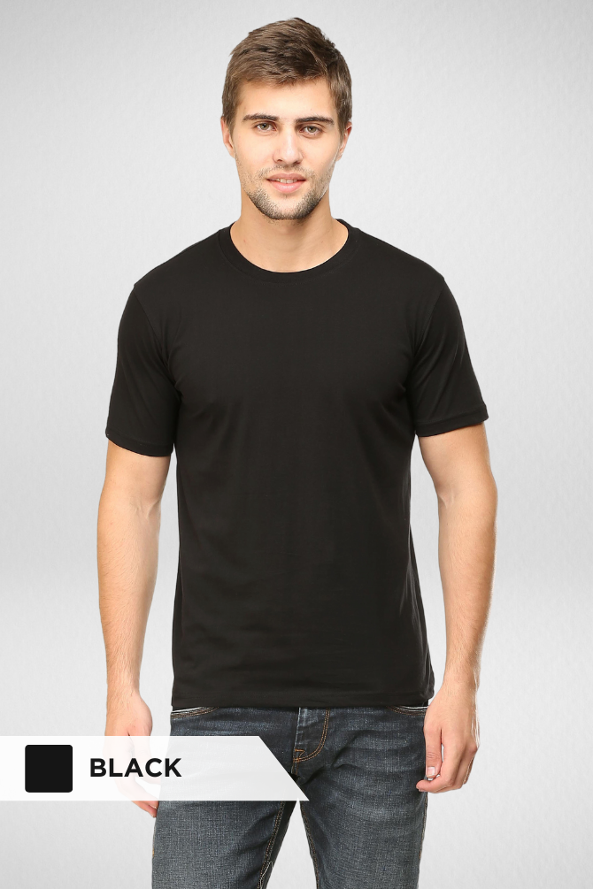 Black And Grey Melange Plain T-Shirts Combo For Men - WowWaves - 3