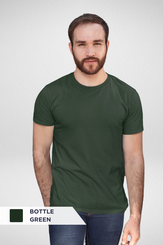 Black And Bottle Green Plain T-Shirts Combo For Men - WowWaves - 2