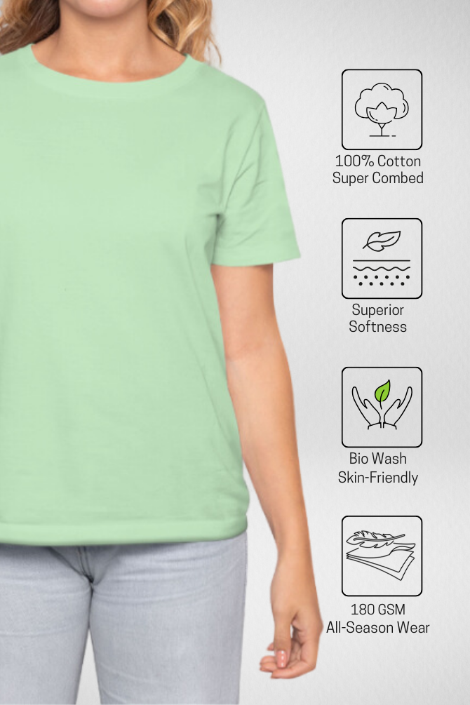 Jade Green T-Shirt For Women - WowWaves - 5