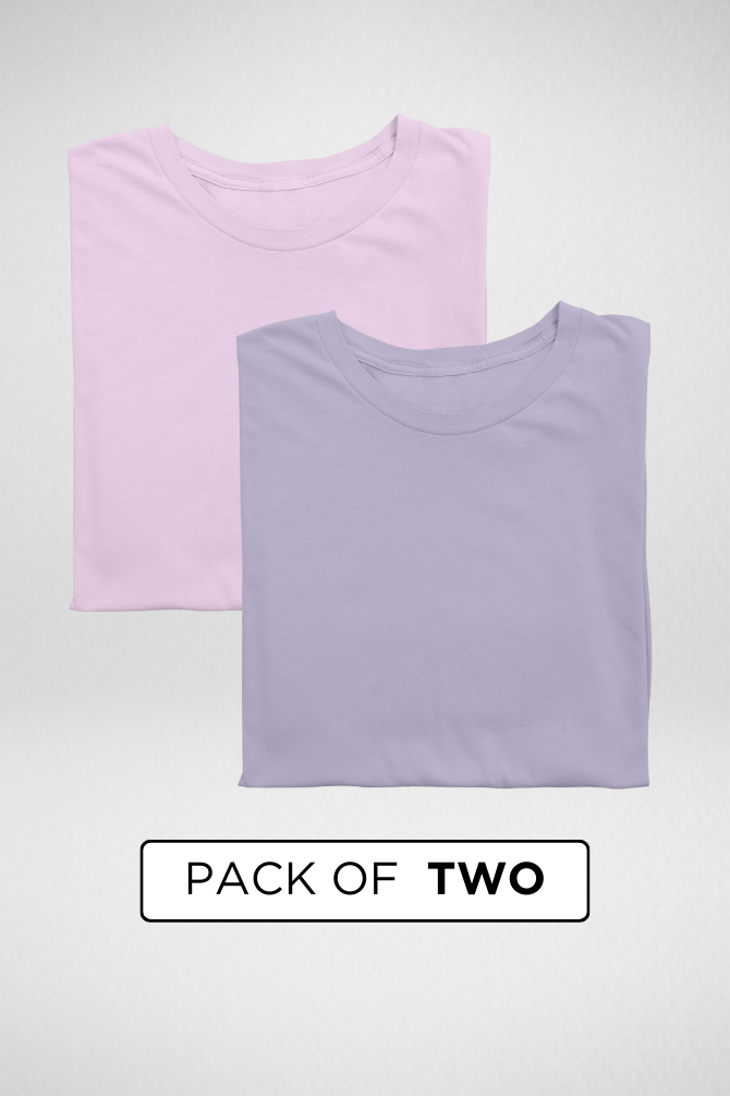 Lavender And Light Pink Plain T-Shirts Combo For Men - WowWaves - 1