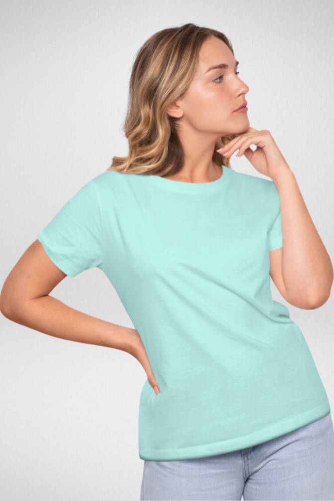 Mint Green T-Shirt For Women - WowWaves