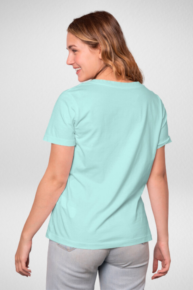 Mint Green T-Shirt For Women - WowWaves - 3