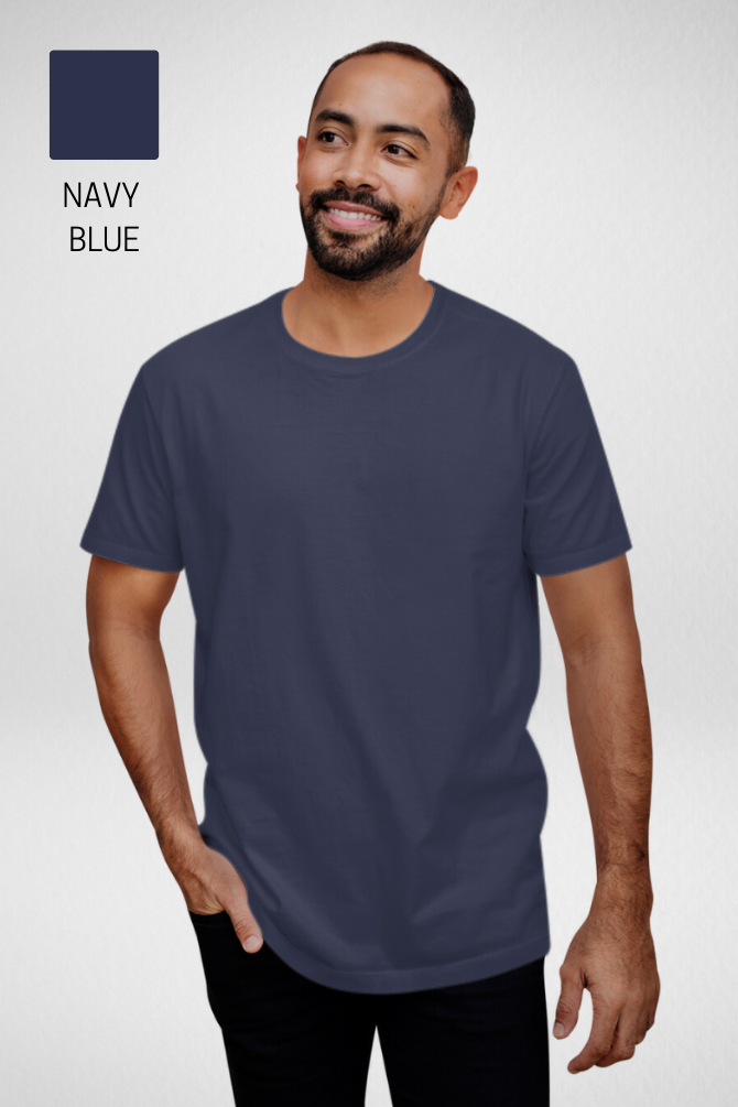 Pack Of 3 Plain T-Shirts Navy Blue Skyblue And Petrol Blue For Men - WowWaves - 4