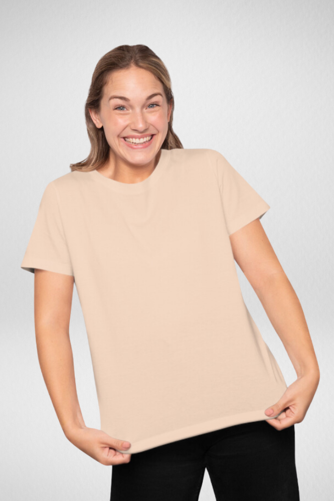 Soft Peach T-Shirt For Women - WowWaves - 2