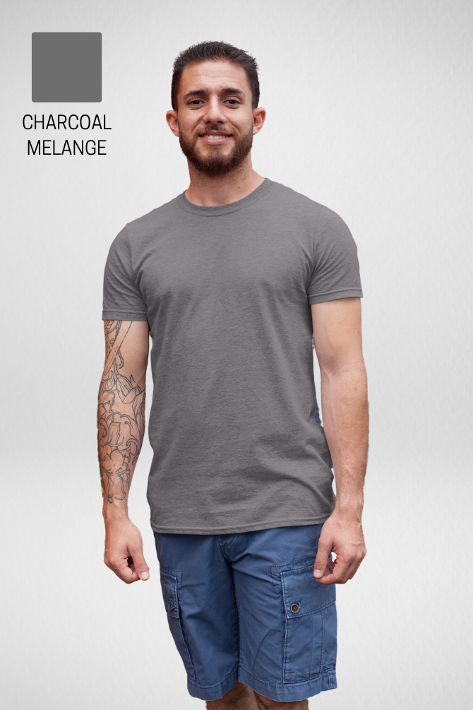Pack Of 3 Plain T-Shirts Steel Grey Charcoal Melange And Black For Men - WowWaves - 3