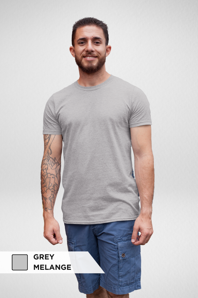 White And Grey Melange Plain T-Shirts Combo For Men - WowWaves - 2