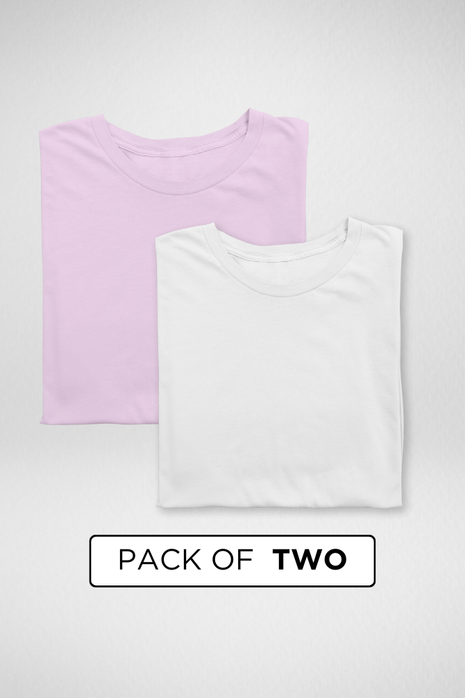 White And Light Pink Plain T-Shirts Combo For Men - WowWaves