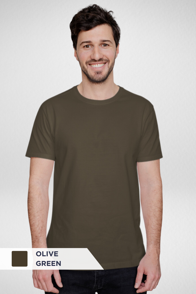 Coffee Brown And Olive Green Plain T-Shirts Combo For Men - WowWaves - 3