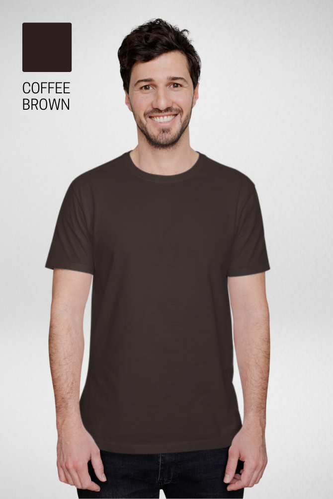 Pack Of 3 Plain T-Shirts Coffee Brown Olive Green And Beige For Men - WowWaves - 2