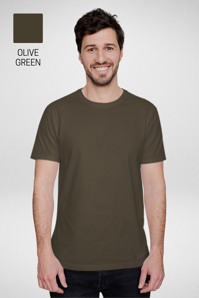 Pack Of 3 Plain T-Shirts Coffee Brown Olive Green And Beige For Men - WowWaves - 4