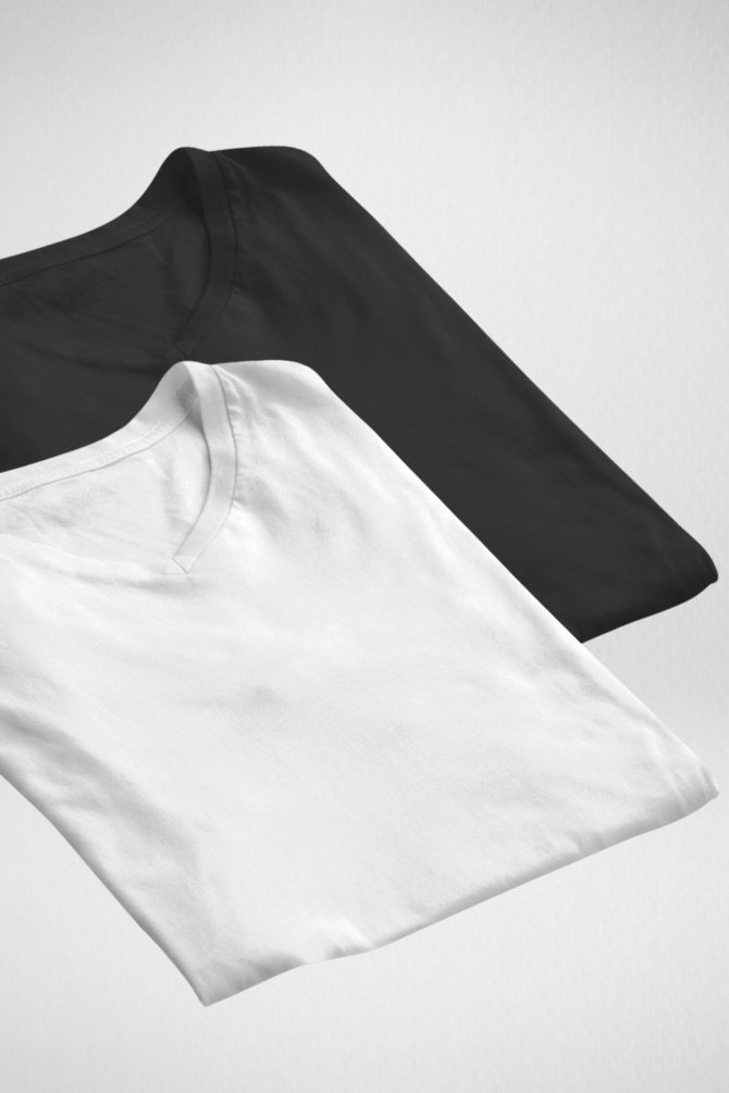 White And Black V Neck T-Shirts Combo For Men - WowWaves - 1