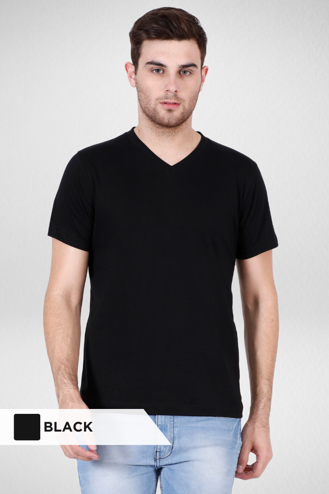 Pack Of 3 V Neck T-Shirts White Black And Grey Melange For Men - WowWaves - 4