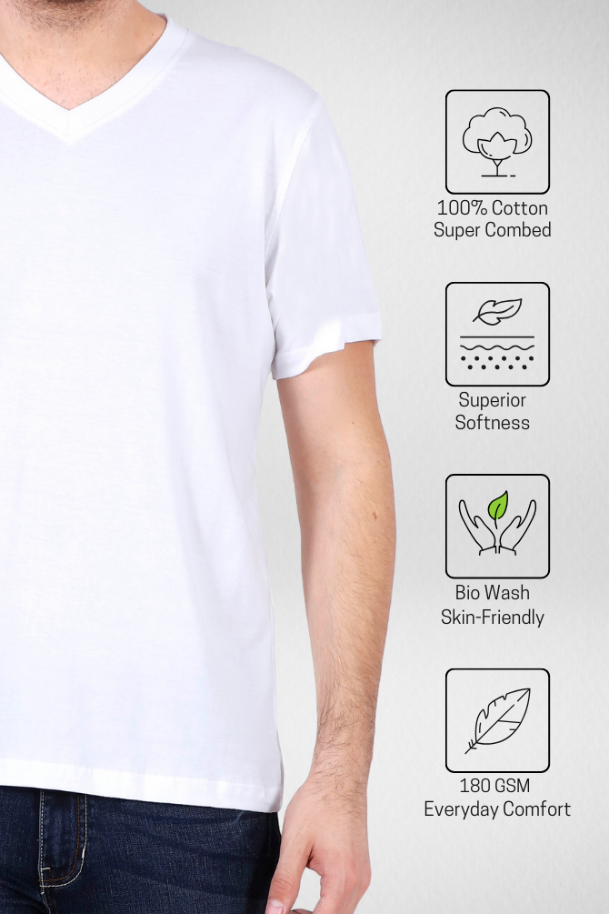 White And Grey Melange V Neck T-Shirts Combo For Men - WowWaves - 5
