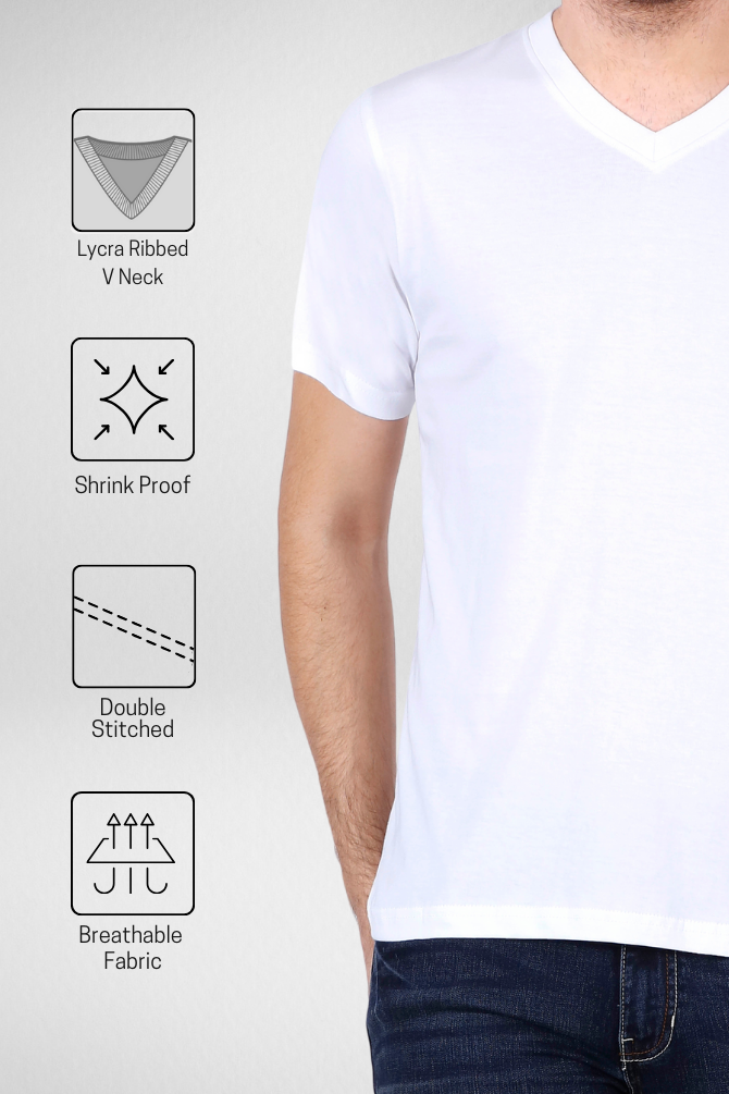 White And Grey Melange V Neck T-Shirts Combo For Men - WowWaves - 6