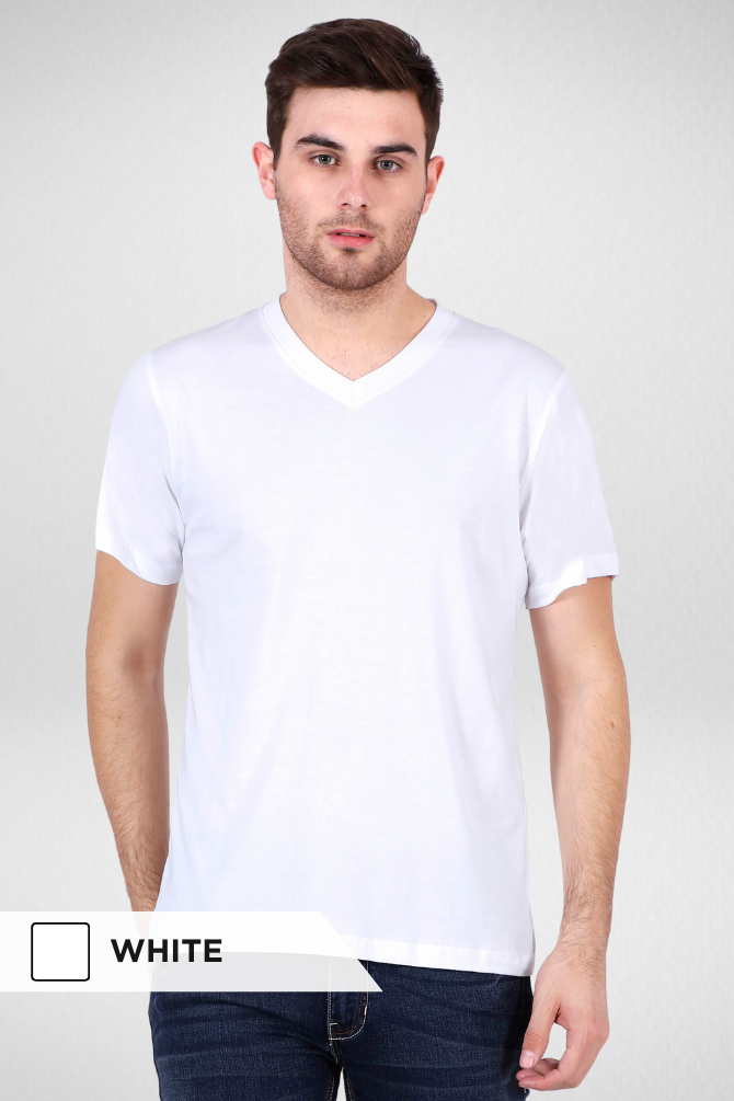White And Navy Blue V Neck T-Shirts Combo For Men - WowWaves - 3