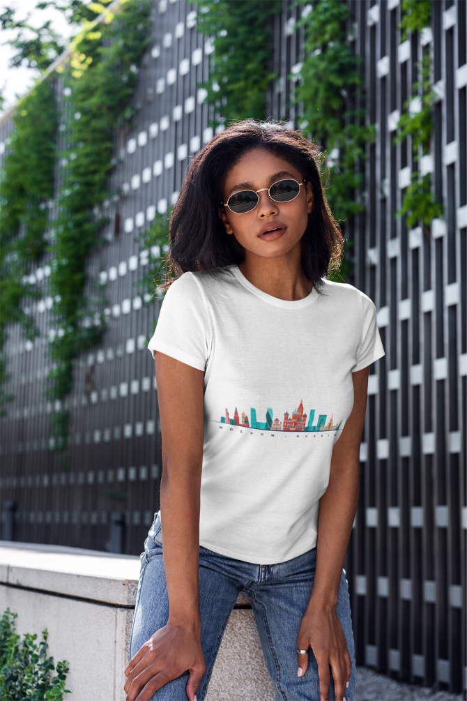 Moscow Skyline Printed T-Shirt For Women - WowWaves - 2