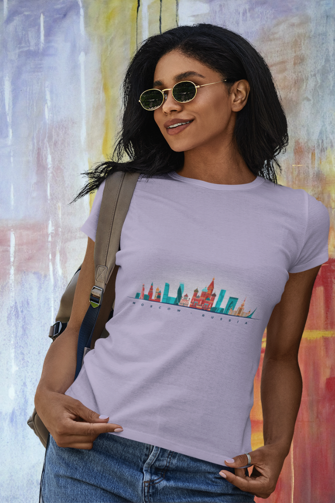 Moscow Skyline Printed T-Shirt For Women - WowWaves - 3